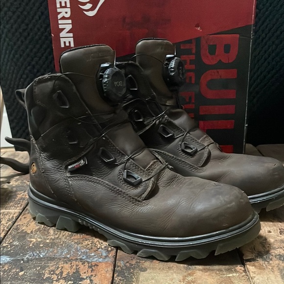 Wolverine Brown Leather Work Boots High-Top Durable - Picture 2 of 8